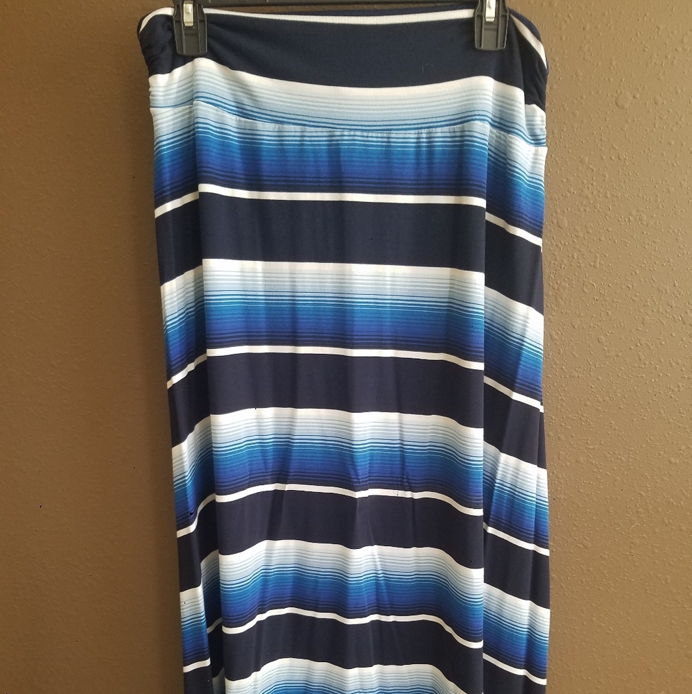 Multi blue strip maxi skirt